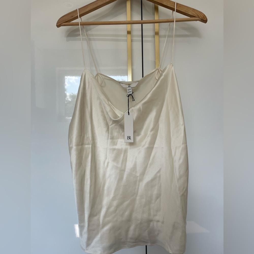 Banana Republic Ivory Satin Cowl Neck Camisole